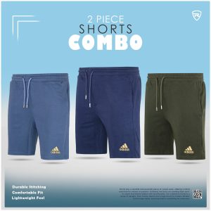 3 Piece Combo 2 Quarter Shorts Nike & Adidas (Navy Blue & Petrol & Olive)