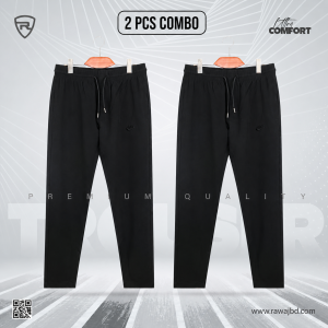 Premium Quality Men’s Solid Micro Trouser (2 piece combo Black)