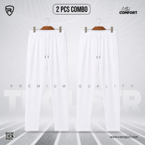 Premium Quality Men’s Solid Micro Trouser (2 piece combo White)